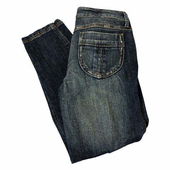 MUDD Jeans Capris Womens Juniors Size 3 Dark Blue Wash Pockets Pants Straight Le - Picture 6 of 7